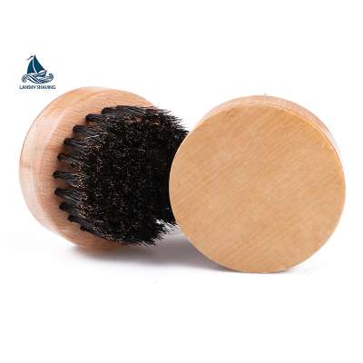 custom logo eco-friendly wood facial cleaning round beard brush