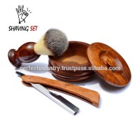 Best selling 2020 wood razor gift set wooden shaving brush shaving bowl kit