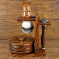 Wooden Shaving Set For Men's With Synthetic Hair Shaving Brush & Safety Razor shaving kit men's gift set