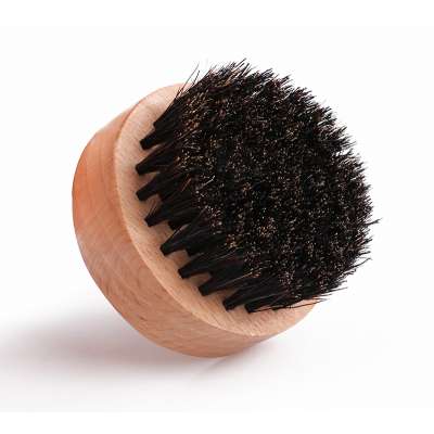 Small round boar hair beard brush for men